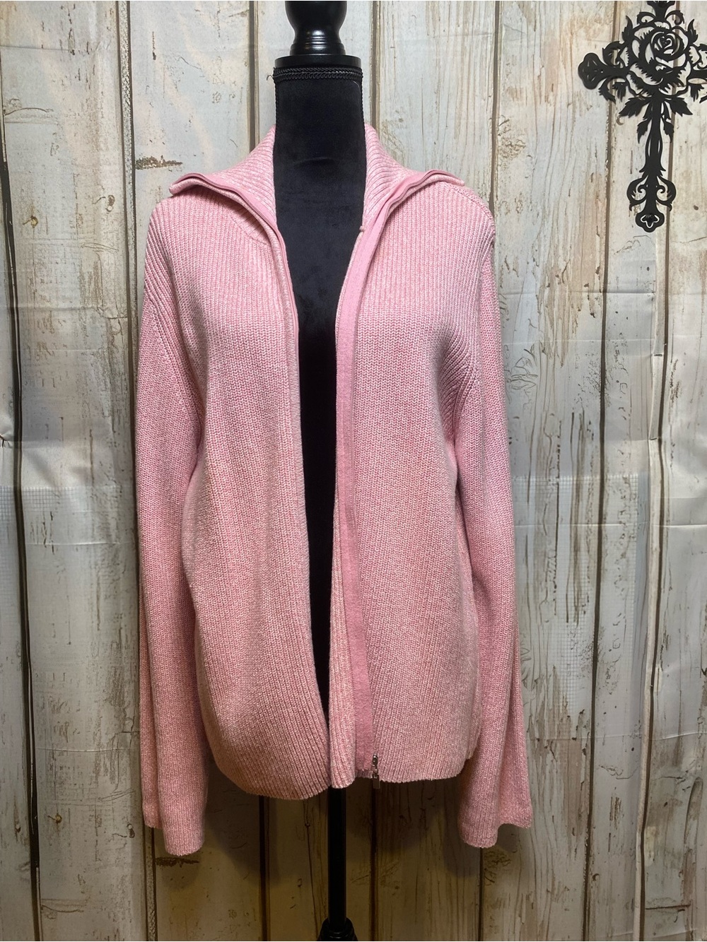 Liz Claiborne Light Pink Zip-Front Cardigan Sz-XL